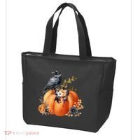 Pretty Autumn Raven Floral Pumpkin Fall Lover Tote Bag thumb 3