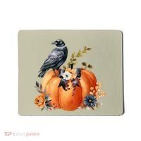 Pretty Autumn Raven Floral Pumpkin Fall Lover Mousepad thumb 0