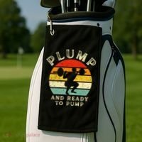Plump And Ready To Pump Funny Workout Training Sarcastic Gym Cute Gift Golf Towel thumb 2