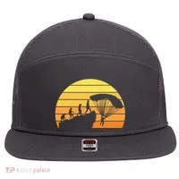 Parachuting Evolution 7 Panel Mesh Trucker Snapback Hat thumb 0