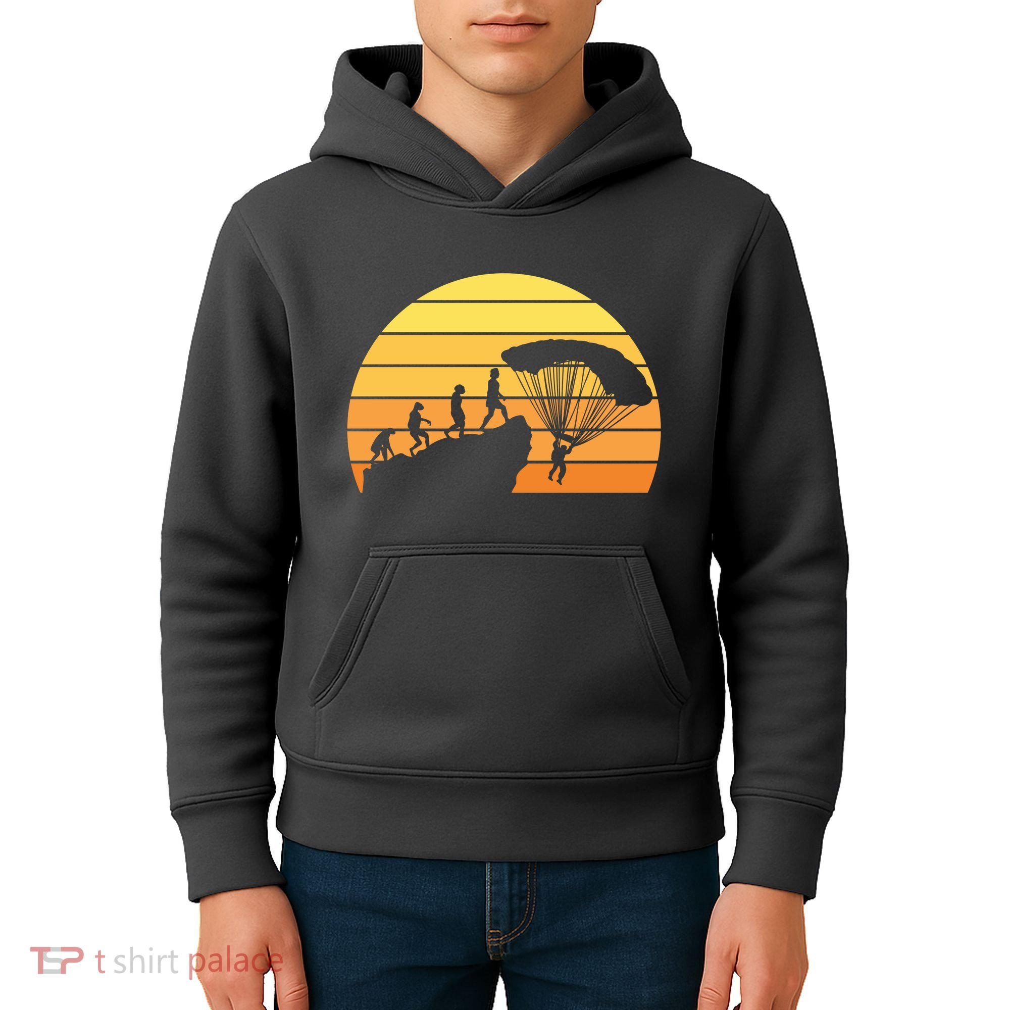Parachuting Evolution Kids Hoodie