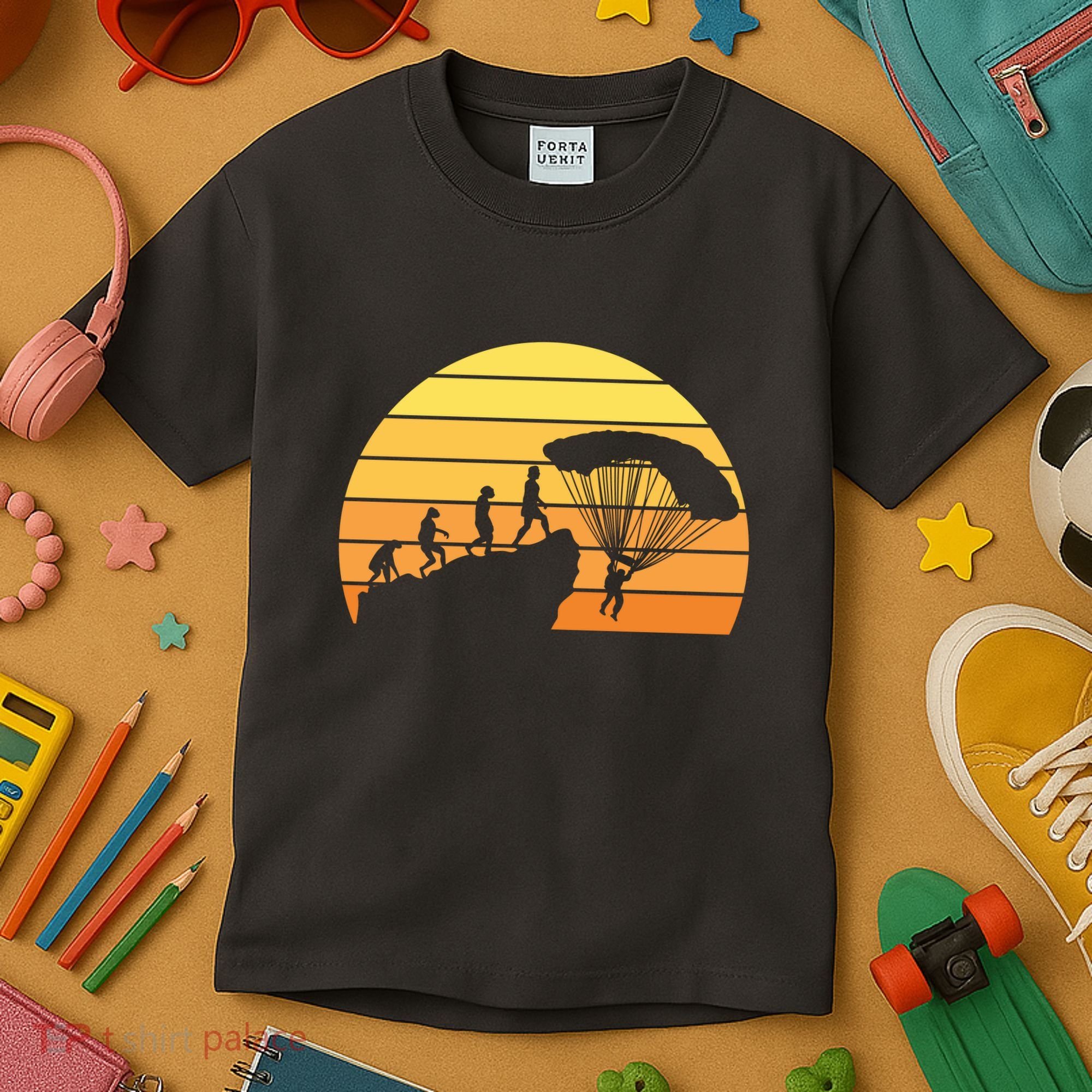 Parachuting Evolution Kids T-Shirt