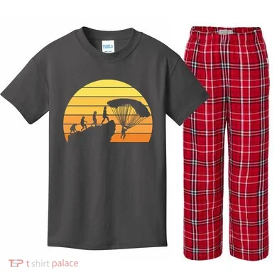 Parachuting Evolution Kids Plaid Pajama Set