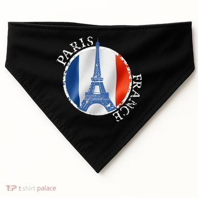 Paris France Peace Eiffel Tower Flag USA-Made Doggie Bandana