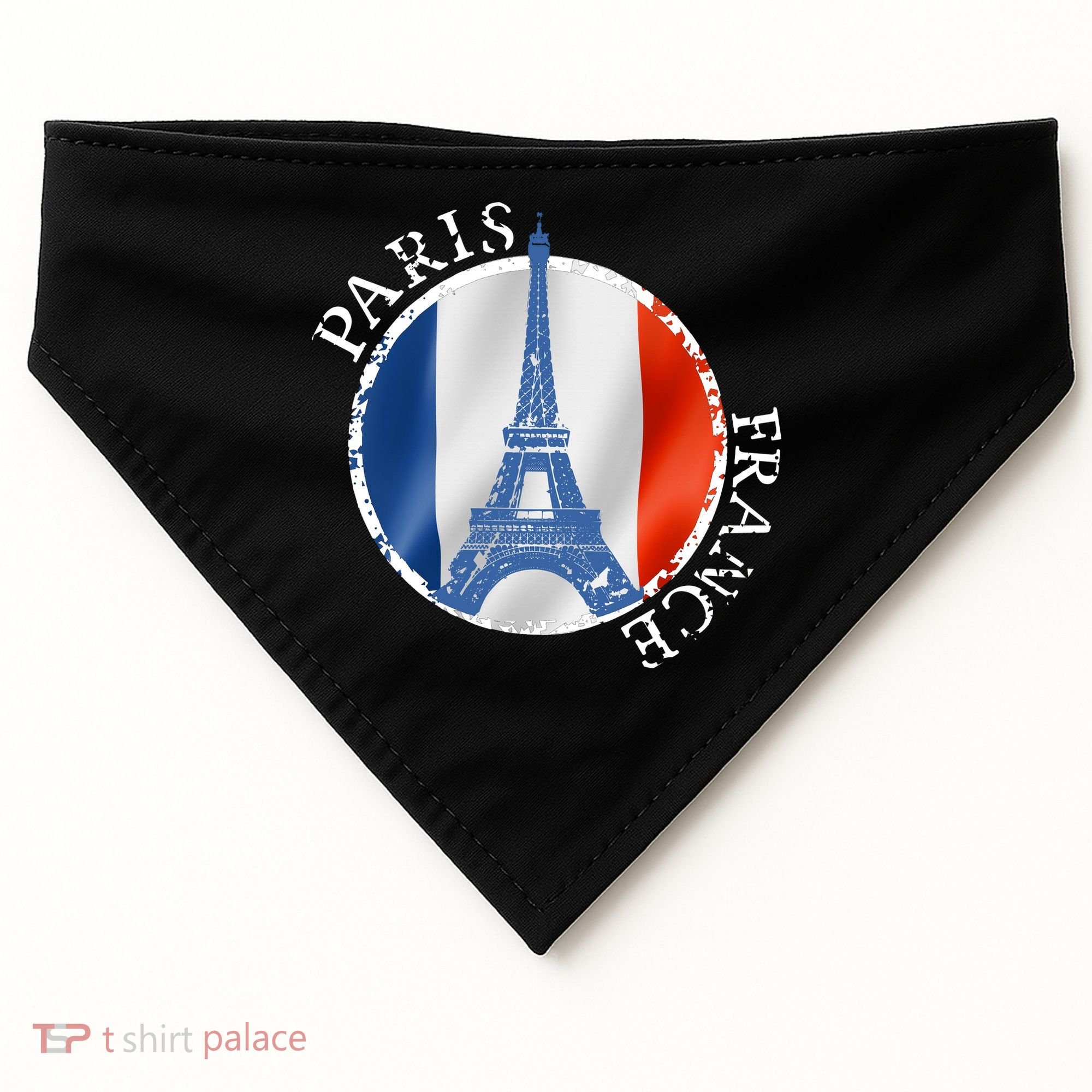 Paris France Peace Eiffel Tower Flag USA-Made Doggie Bandana