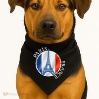 Paris France Peace Eiffel Tower Flag USA-Made Doggie Bandana thumb 1