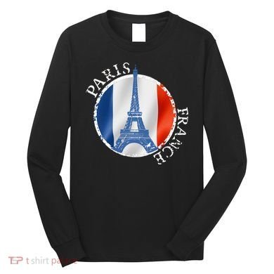 Paris France Peace Eiffel Tower Flag Long Sleeve Shirt