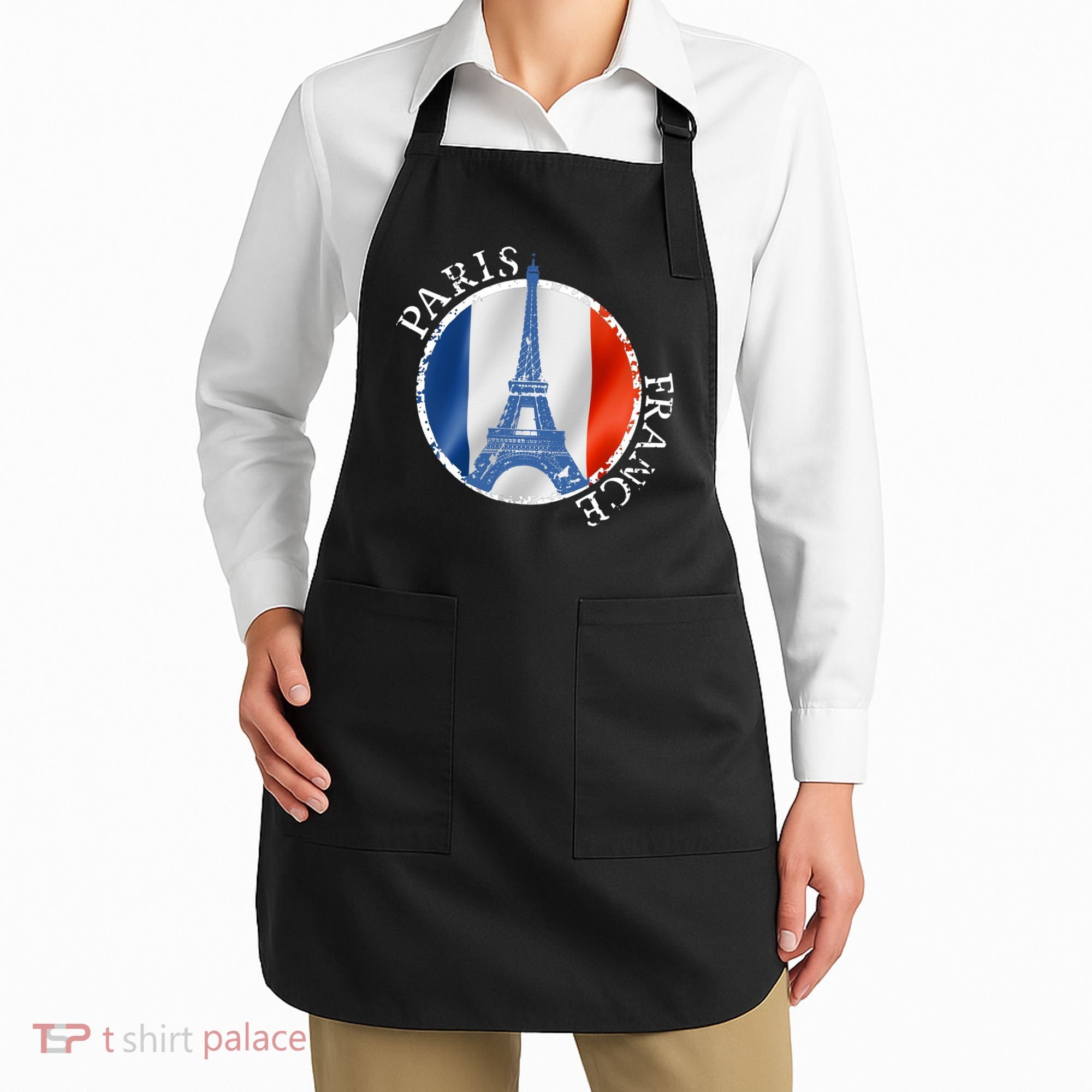 Paris France Peace Eiffel Tower Flag Apron
