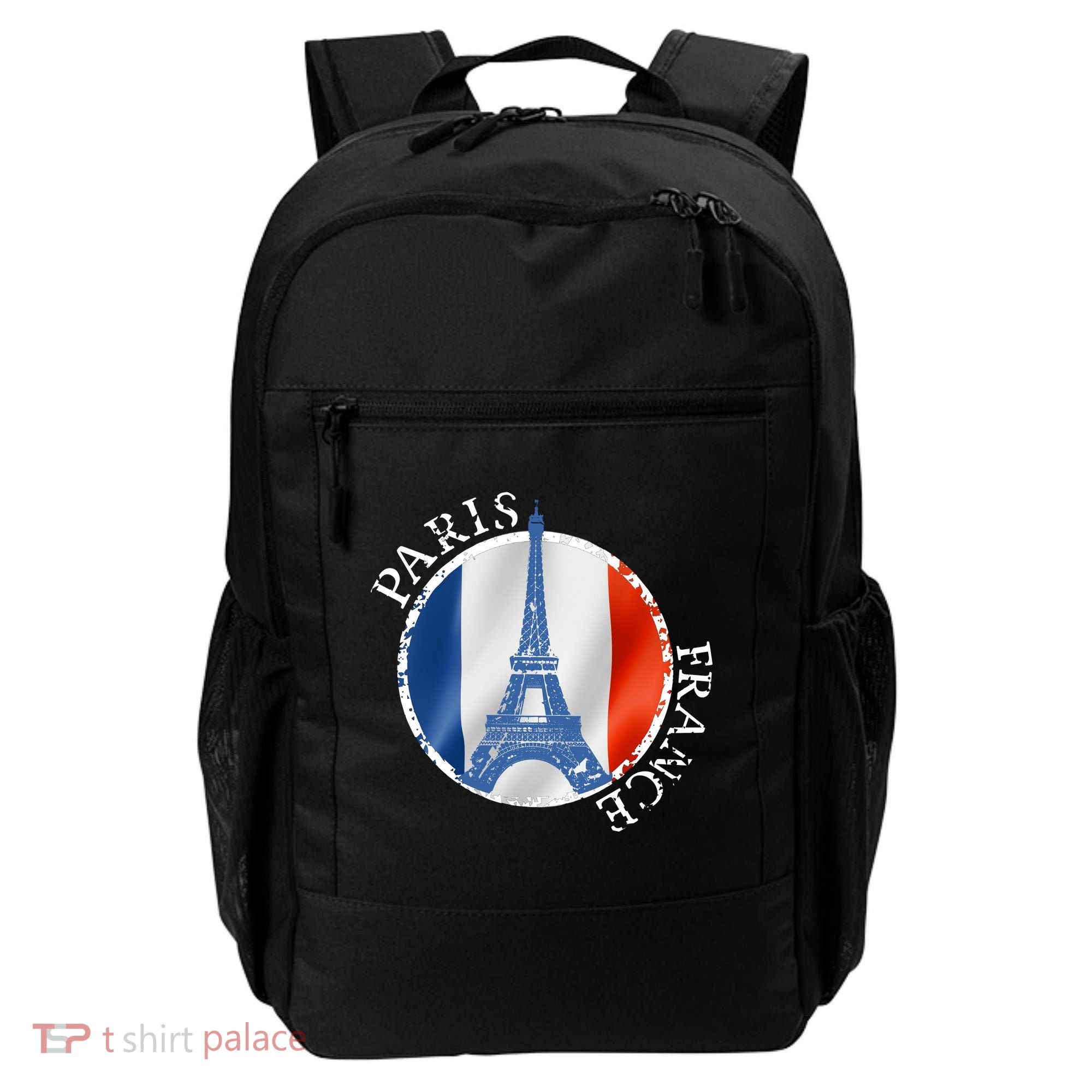 Paris France Peace Eiffel Tower Flag Backpack