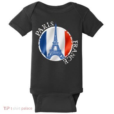 Paris France Peace Eiffel Tower Flag Baby Bodysuit