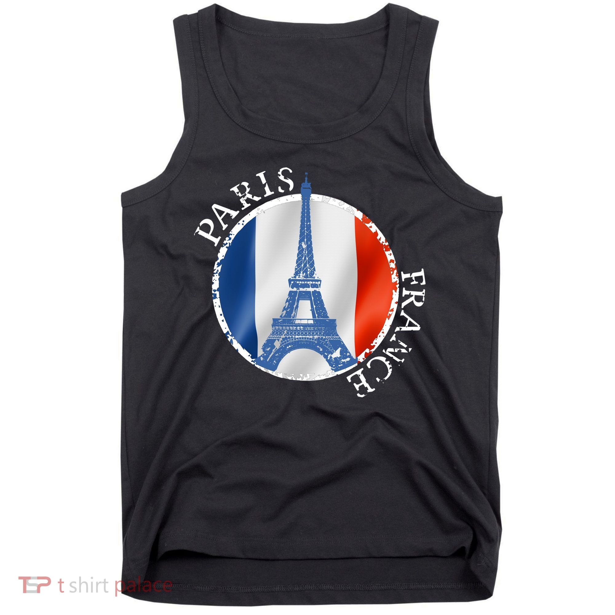 Paris France Peace Eiffel Tower Flag Tank Top