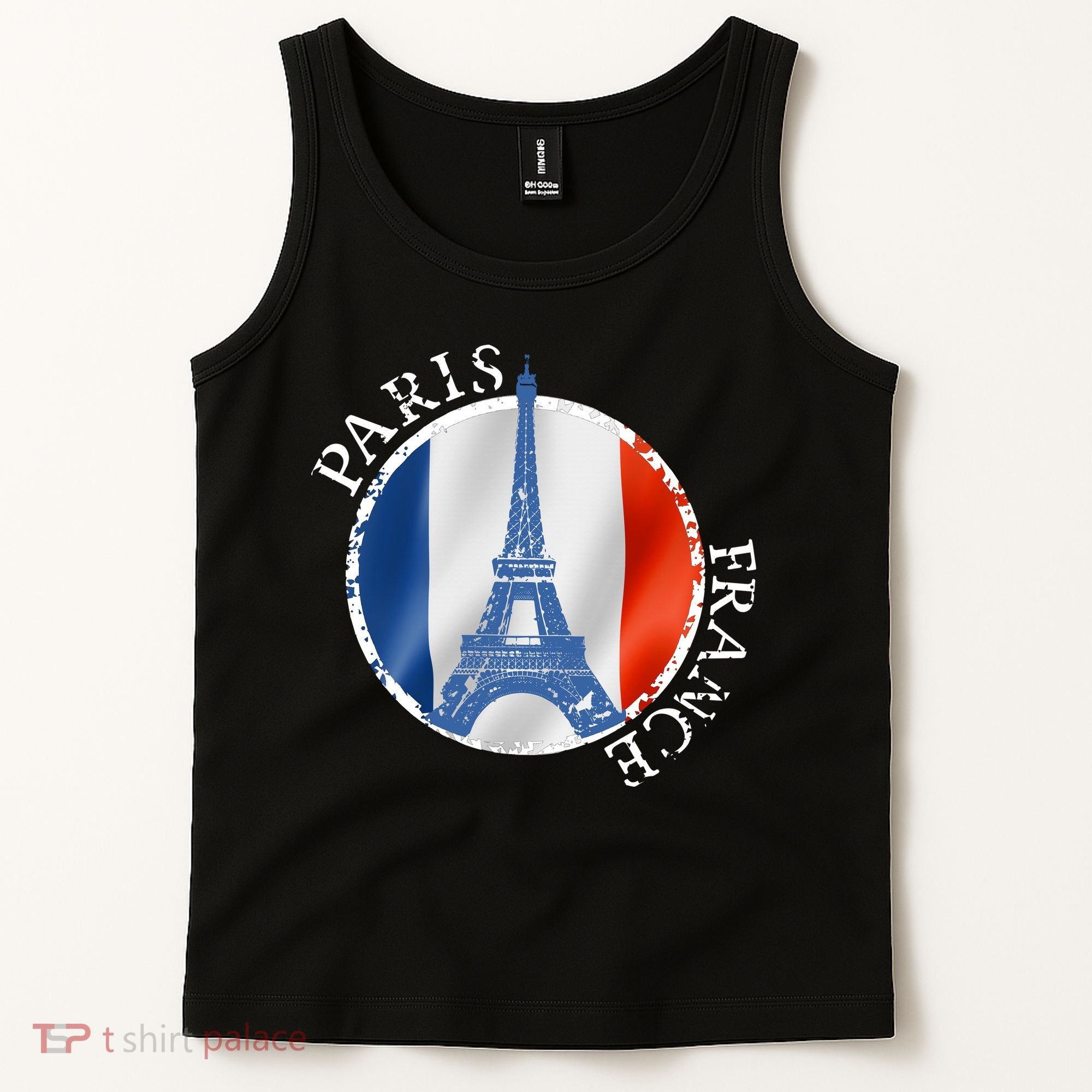 Paris France Peace Eiffel Tower Flag Tank Top