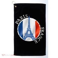 Paris France Peace Eiffel Tower Flag Golf Towel thumb 0