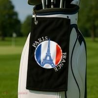 Paris France Peace Eiffel Tower Flag Golf Towel thumb 2
