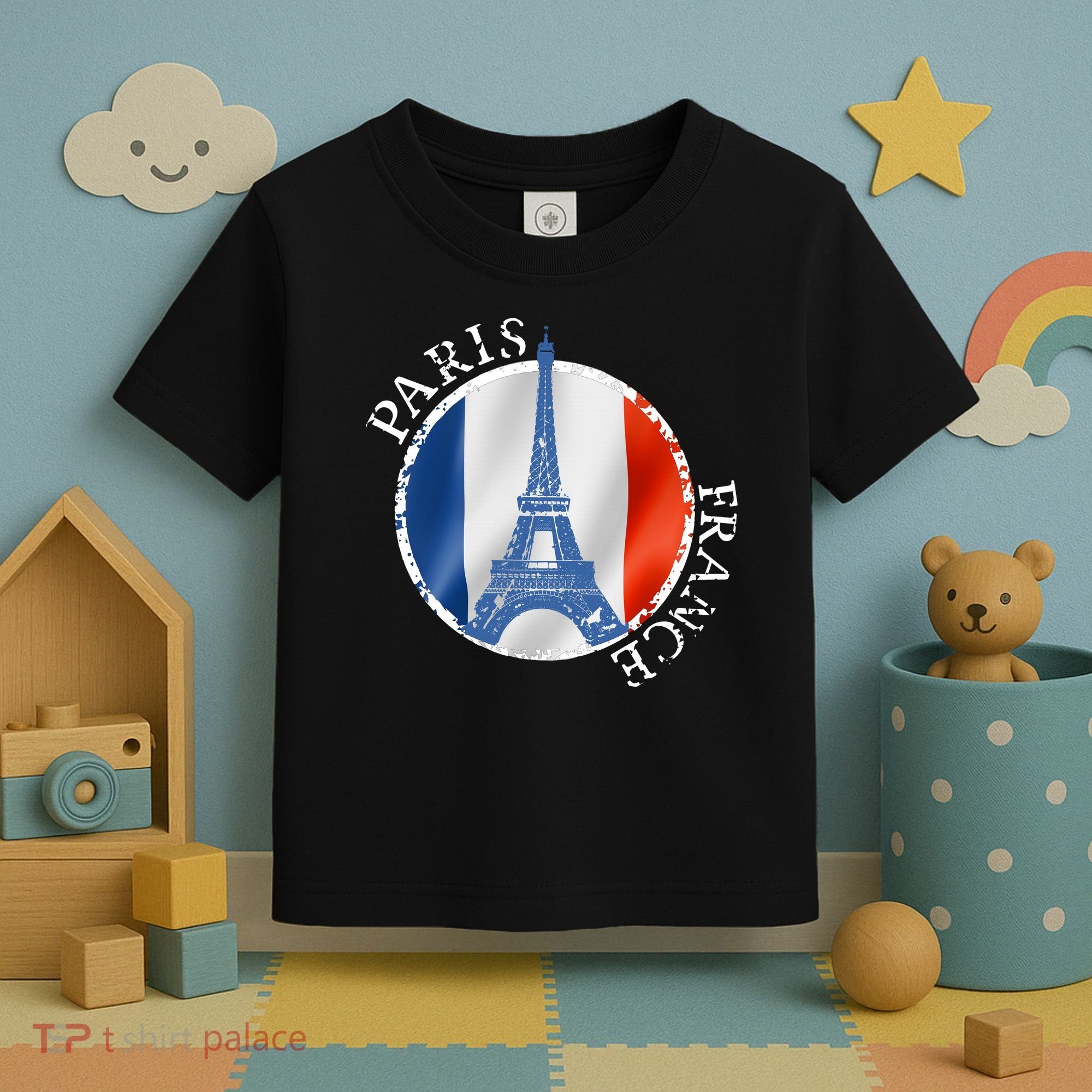 Paris France Peace Eiffel Tower Flag Toddler T-Shirt