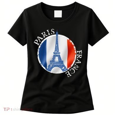 Paris France Peace Eiffel Tower Flag Women's T-Shirt