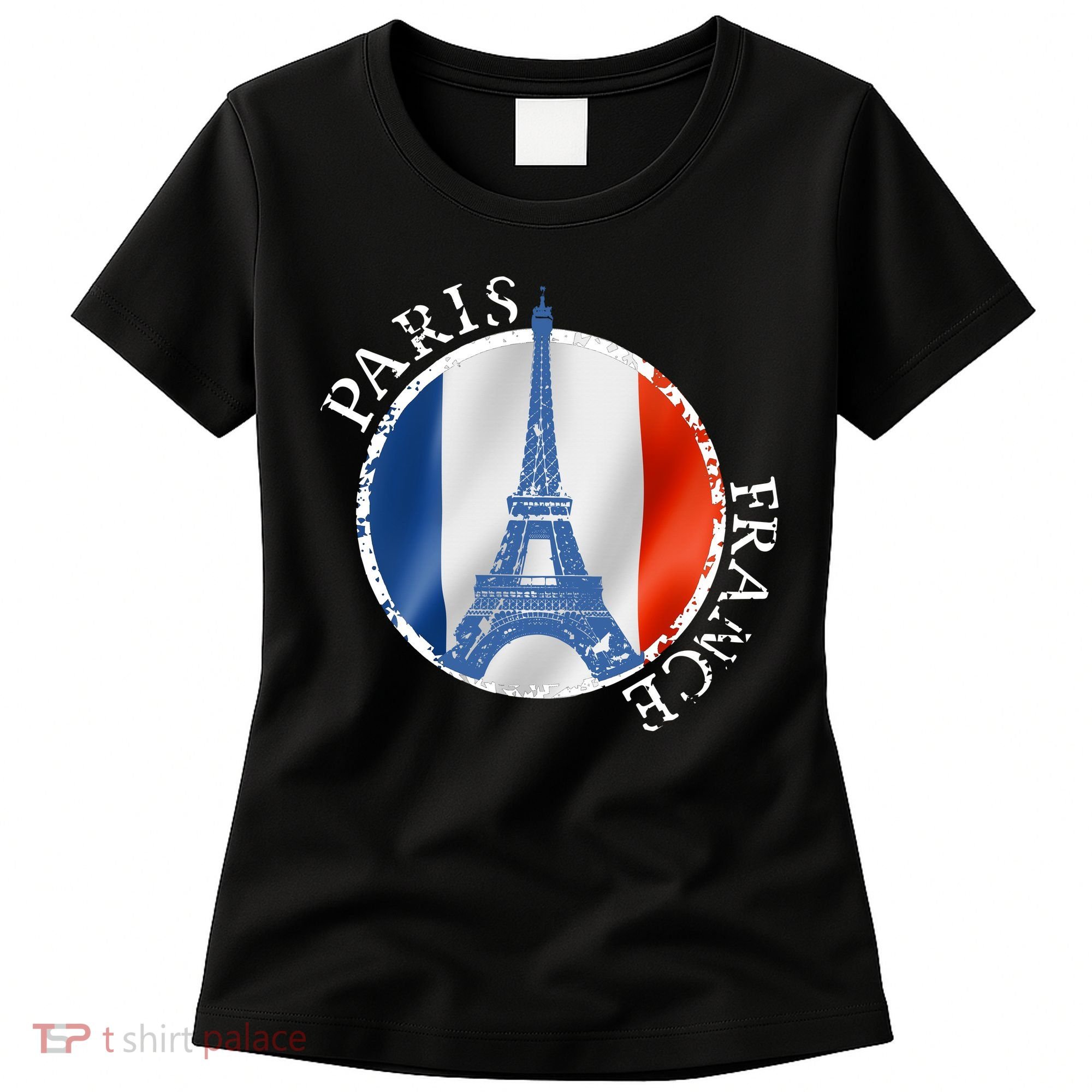 Paris France Peace Eiffel Tower Flag Women's T-Shirt