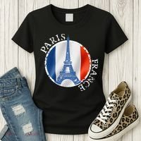 Paris France Peace Eiffel Tower Flag Women's T-Shirt thumb 3