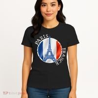 Paris France Peace Eiffel Tower Flag Women's T-Shirt thumb 4