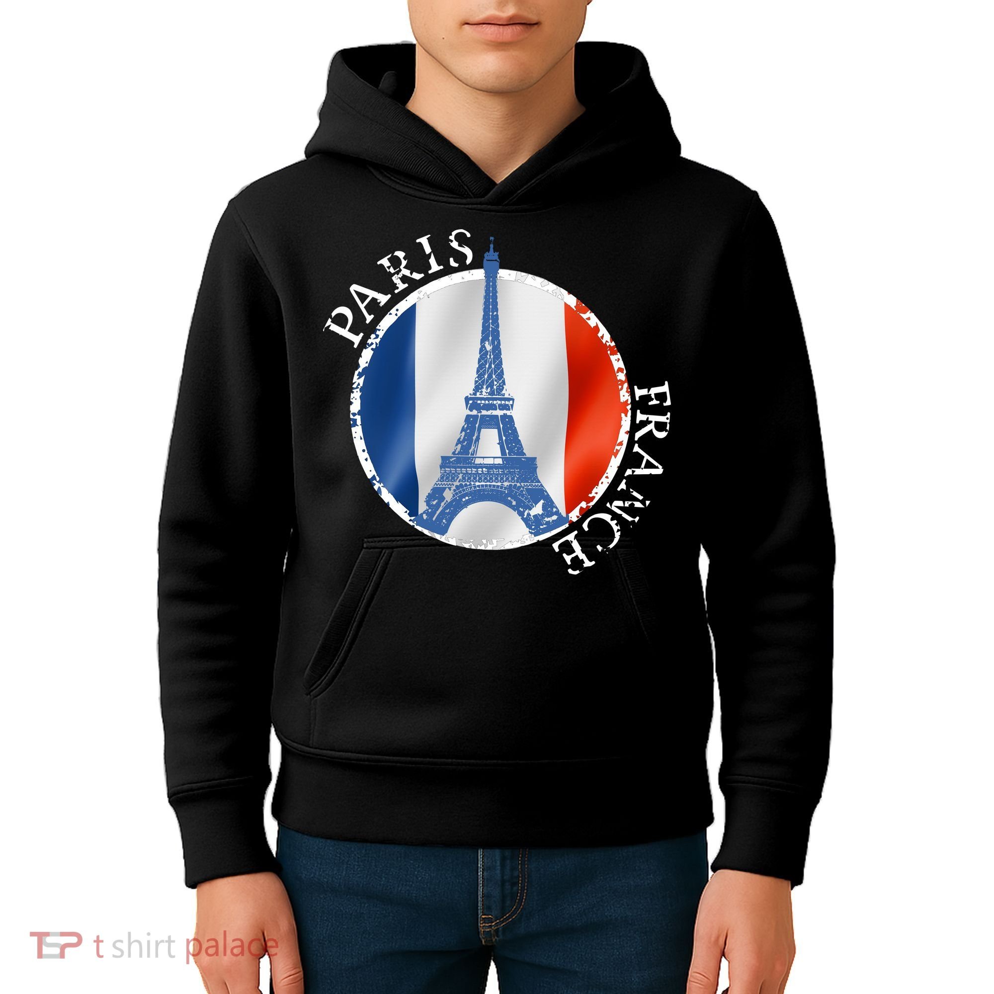 Paris France Peace Eiffel Tower Flag Kids Hoodie