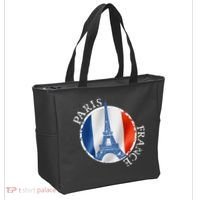 Paris France Peace Eiffel Tower Flag Tote Bag thumb 2