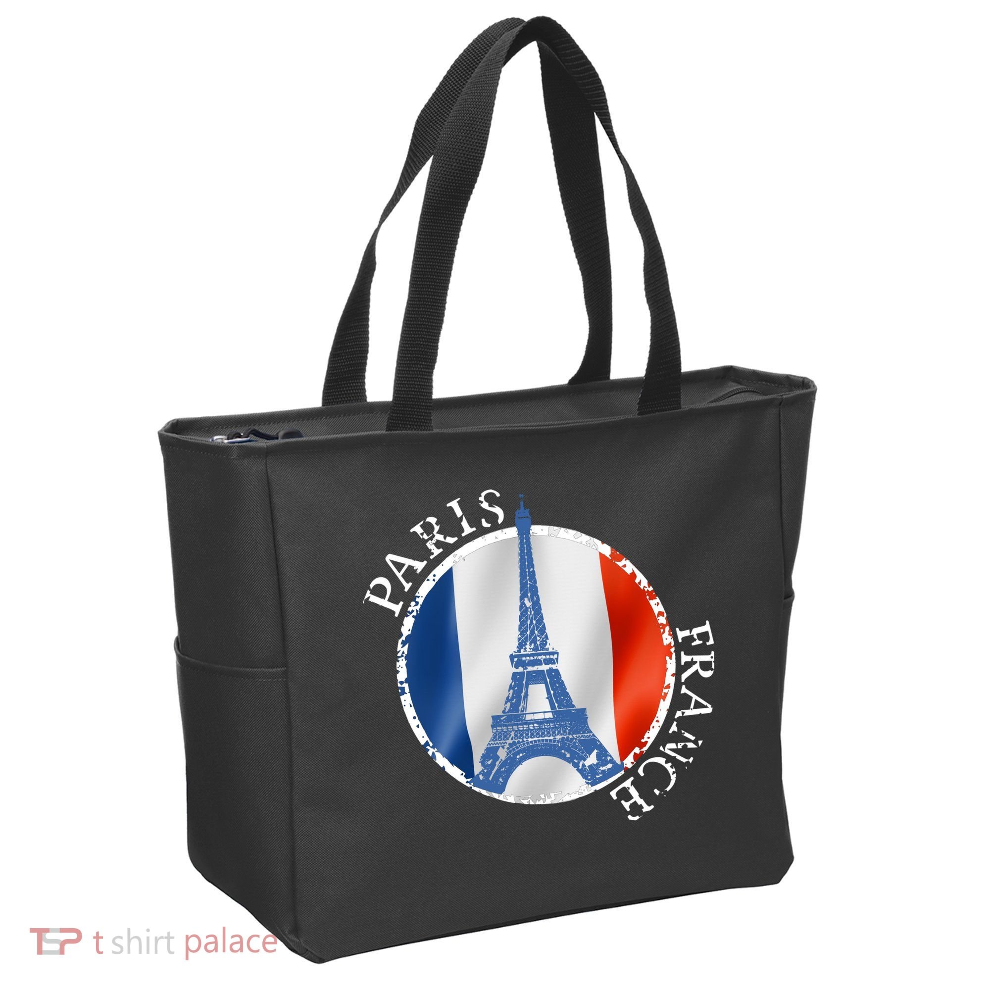 Paris France Peace Eiffel Tower Flag Tote Bag