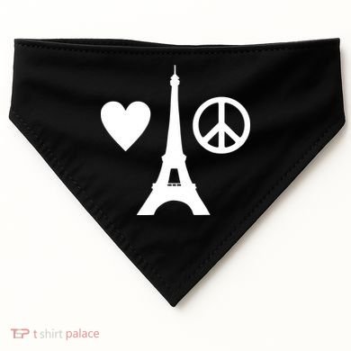 Paris Peace Sign Eiffel Tower USA-Made Doggie Bandana