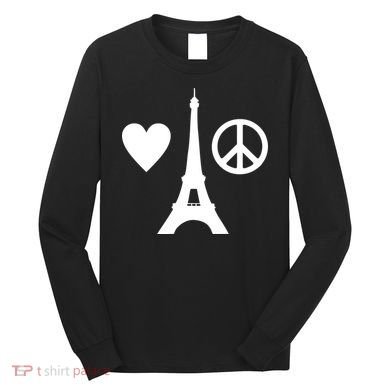 Paris Peace Sign Eiffel Tower Long Sleeve Shirt