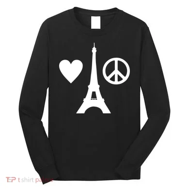 Paris Peace Sign Eiffel Tower Long Sleeve Shirt