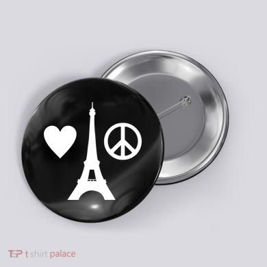 Paris Peace Sign Eiffel Tower Button
