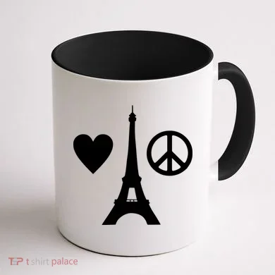 Paris Peace Sign Eiffel Tower Coffee Mug back