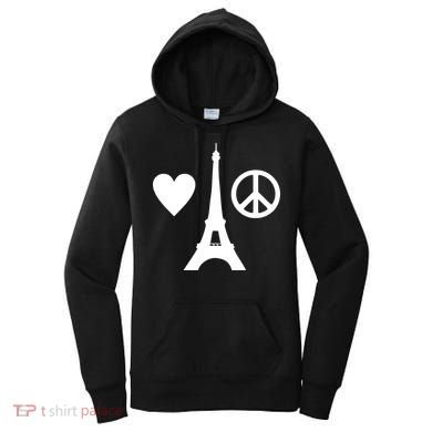 Paris Peace Sign Eiffel Tower Women's Hoodie