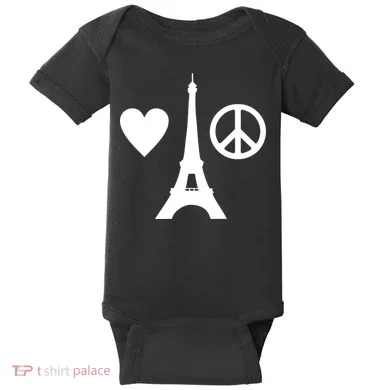 Paris Peace Sign Eiffel Tower Baby Bodysuit