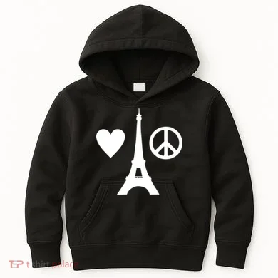 Paris Peace Sign Eiffel Tower Kids Hoodie