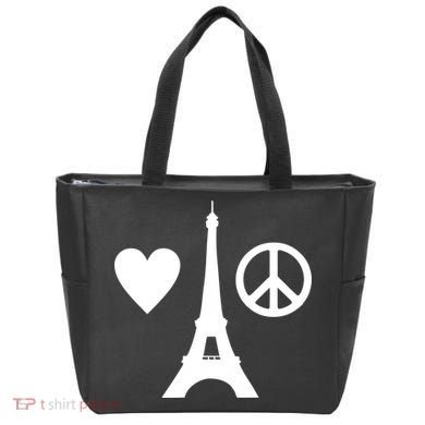 Paris Peace Sign Eiffel Tower Bag