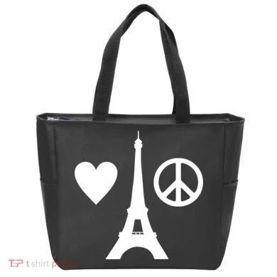 Paris Peace Sign Eiffel Tower Tote Bag