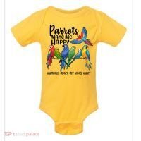 Parrots Make Me Happy Human Make My Head Hurt Baby Bodysuit thumb 0