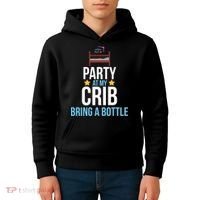 Party At My Crib Bring A Bottle Kids Hoodie thumb 4