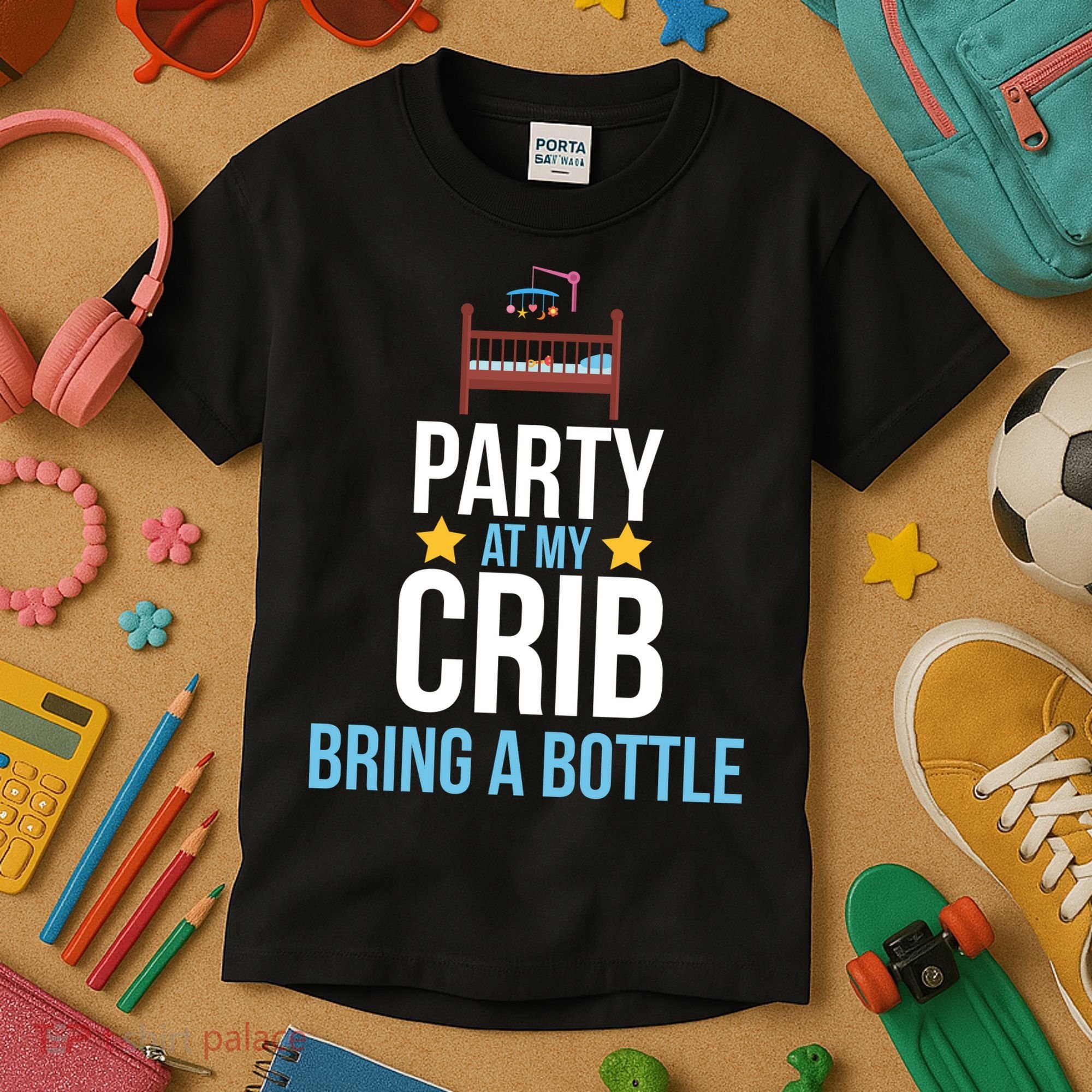 Party At My Crib Bring A Bottle Kids T-Shirt