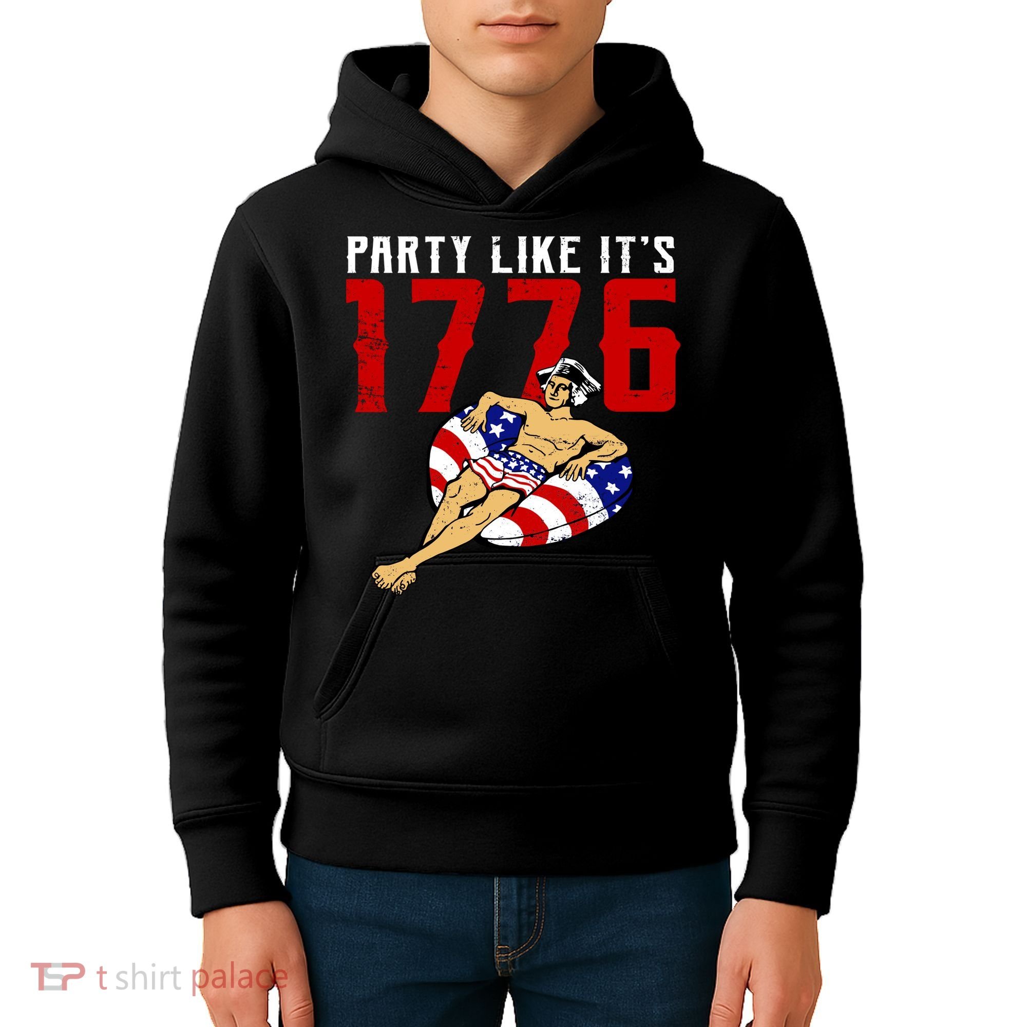 Party Like It's 1776 Patriotic George Washington Kids Hoodie