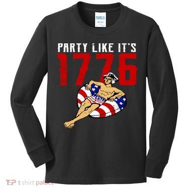 Party Like It's 1776 Patriotic George Washington Kids Long Sleeve Shirt