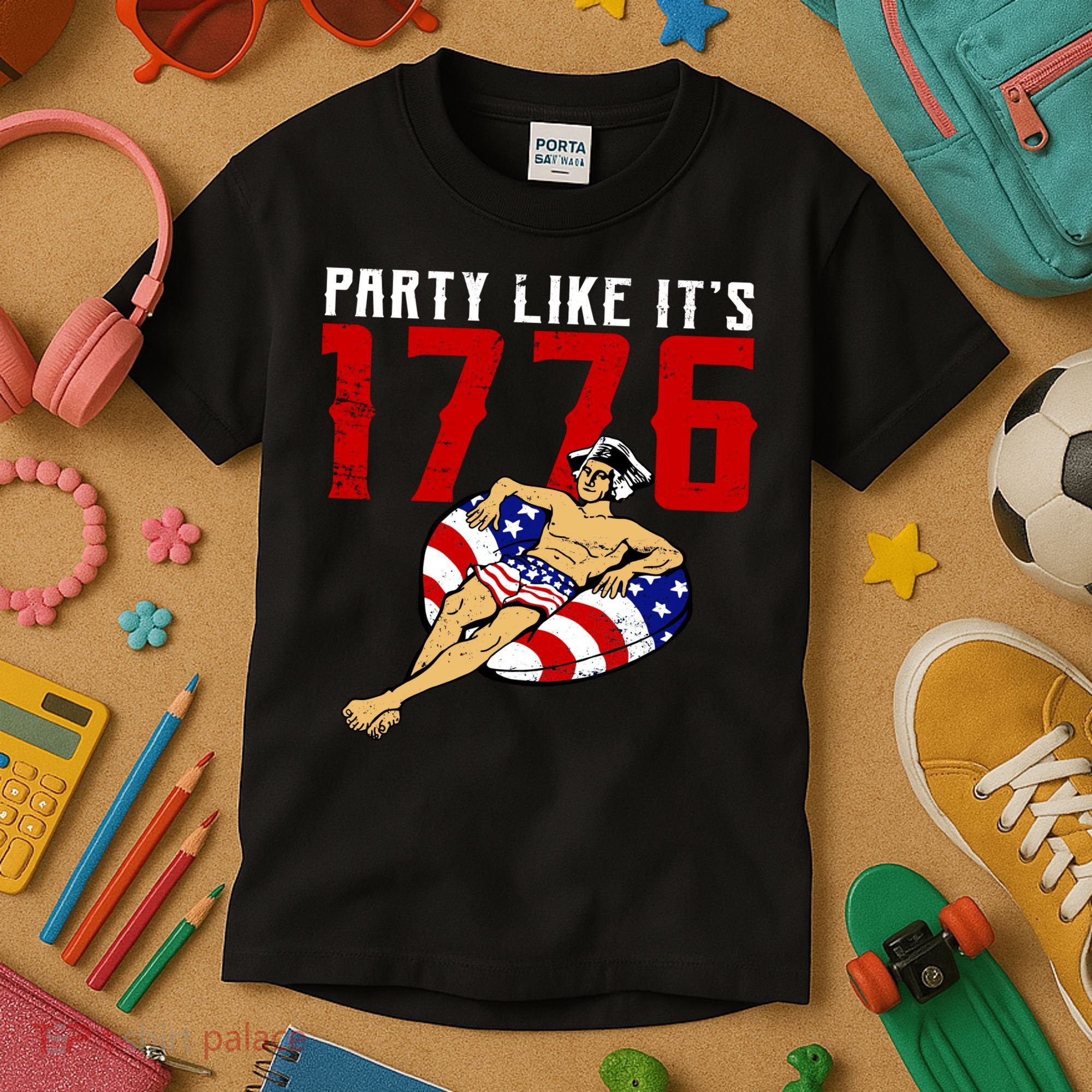 Party Like It's 1776 Patriotic George Washington Kids T-Shirt