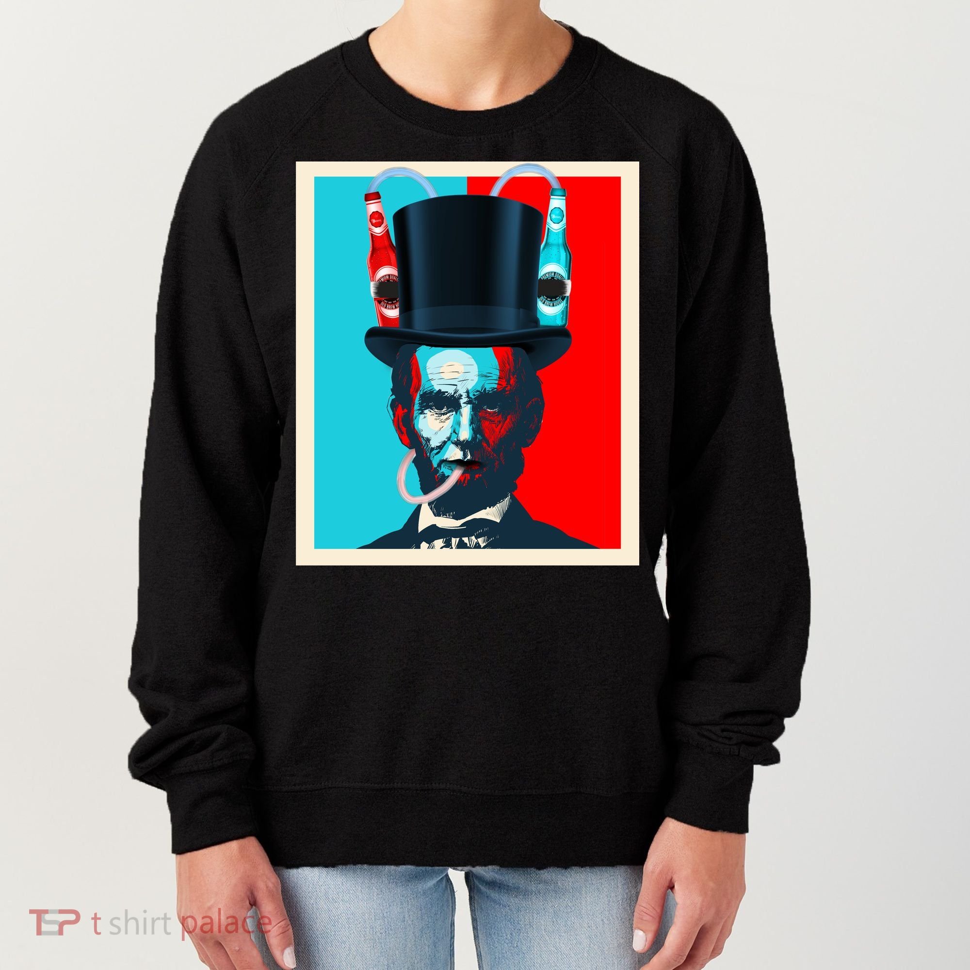 Party With Abe - Abraham Lincoln Drinking Beer Women's Sweatshirt