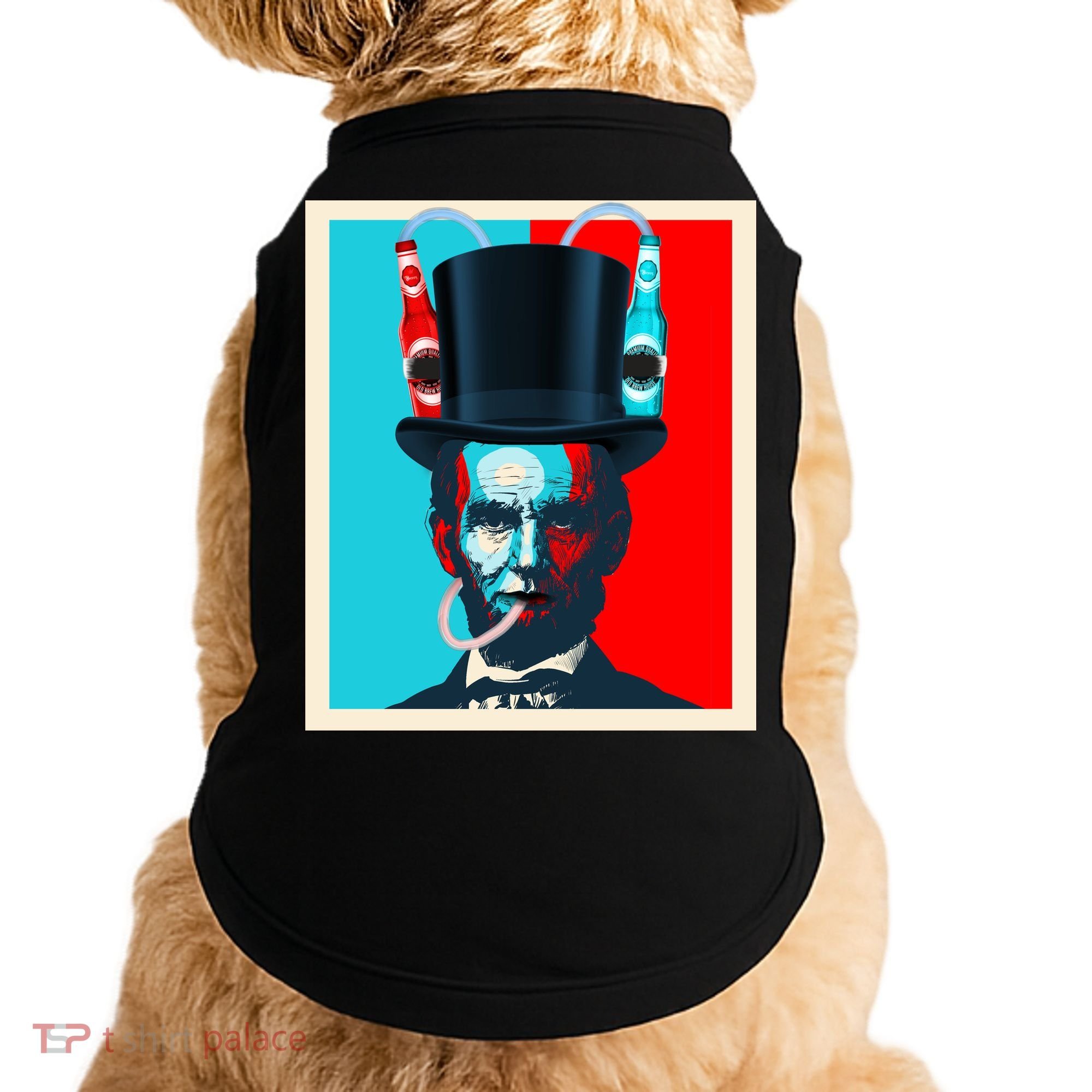 Party With Abe - Abraham Lincoln Drinking Beer Doggie Tank