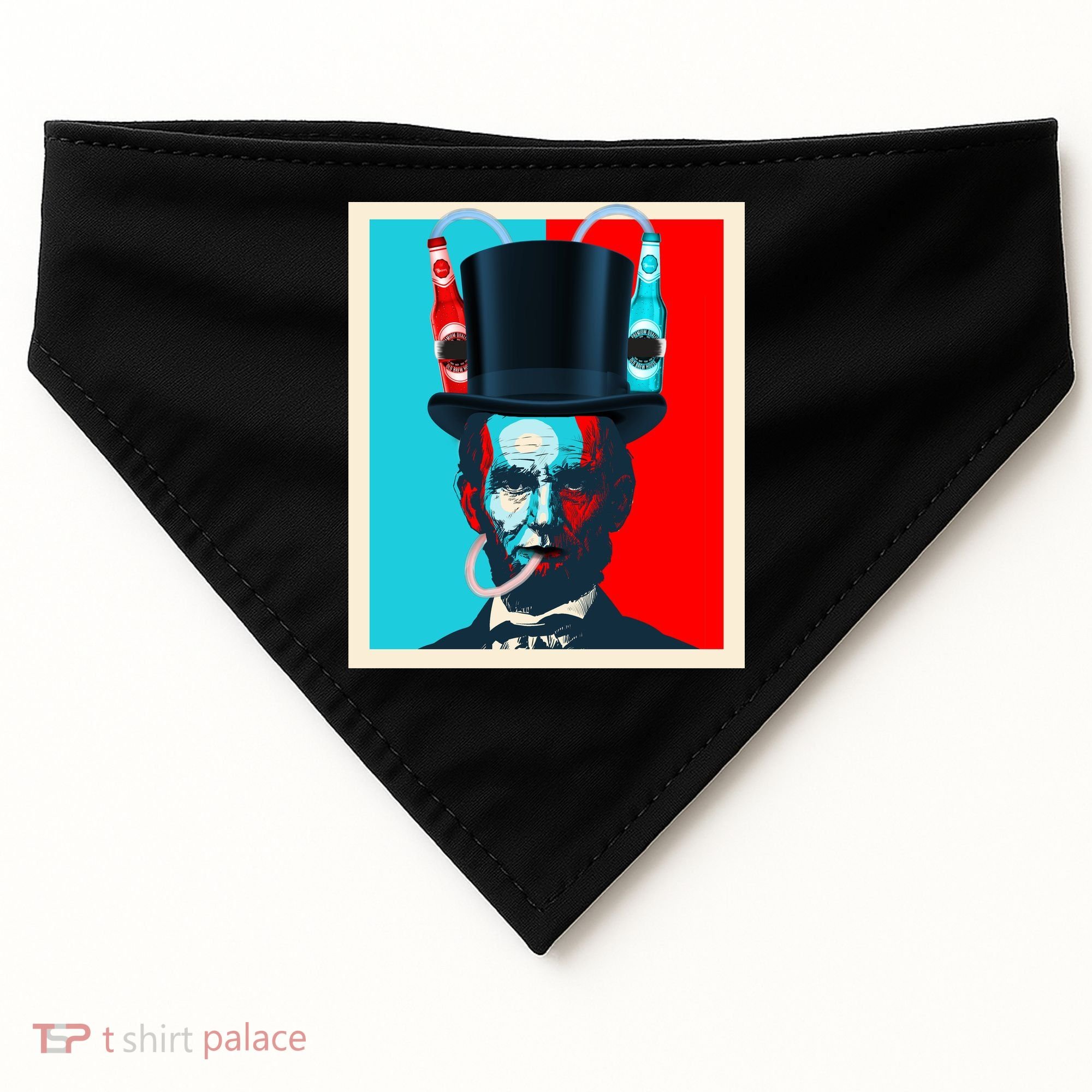 Party With Abe - Abraham Lincoln Drinking Beer USA-Made Doggie Bandana