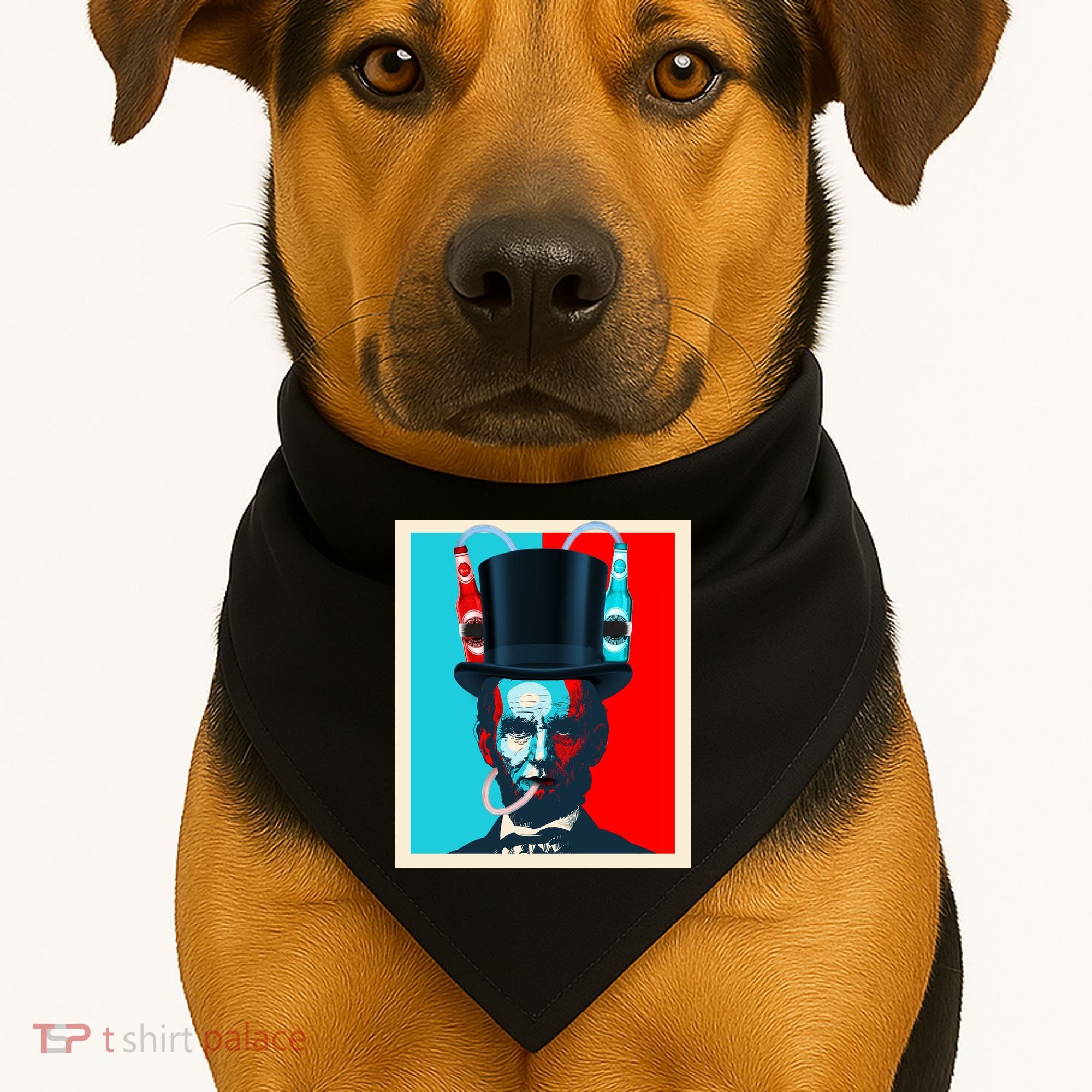 Party With Abe - Abraham Lincoln Drinking Beer USA-Made Doggie Bandana
