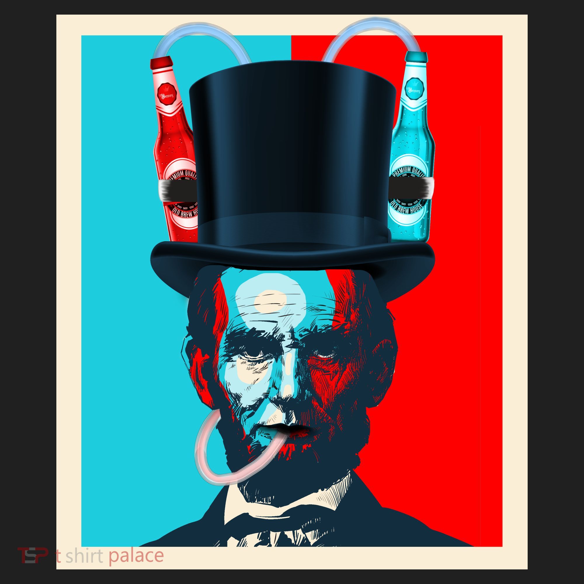Party With Abe - Abraham Lincoln Drinking Beer Golf Towel