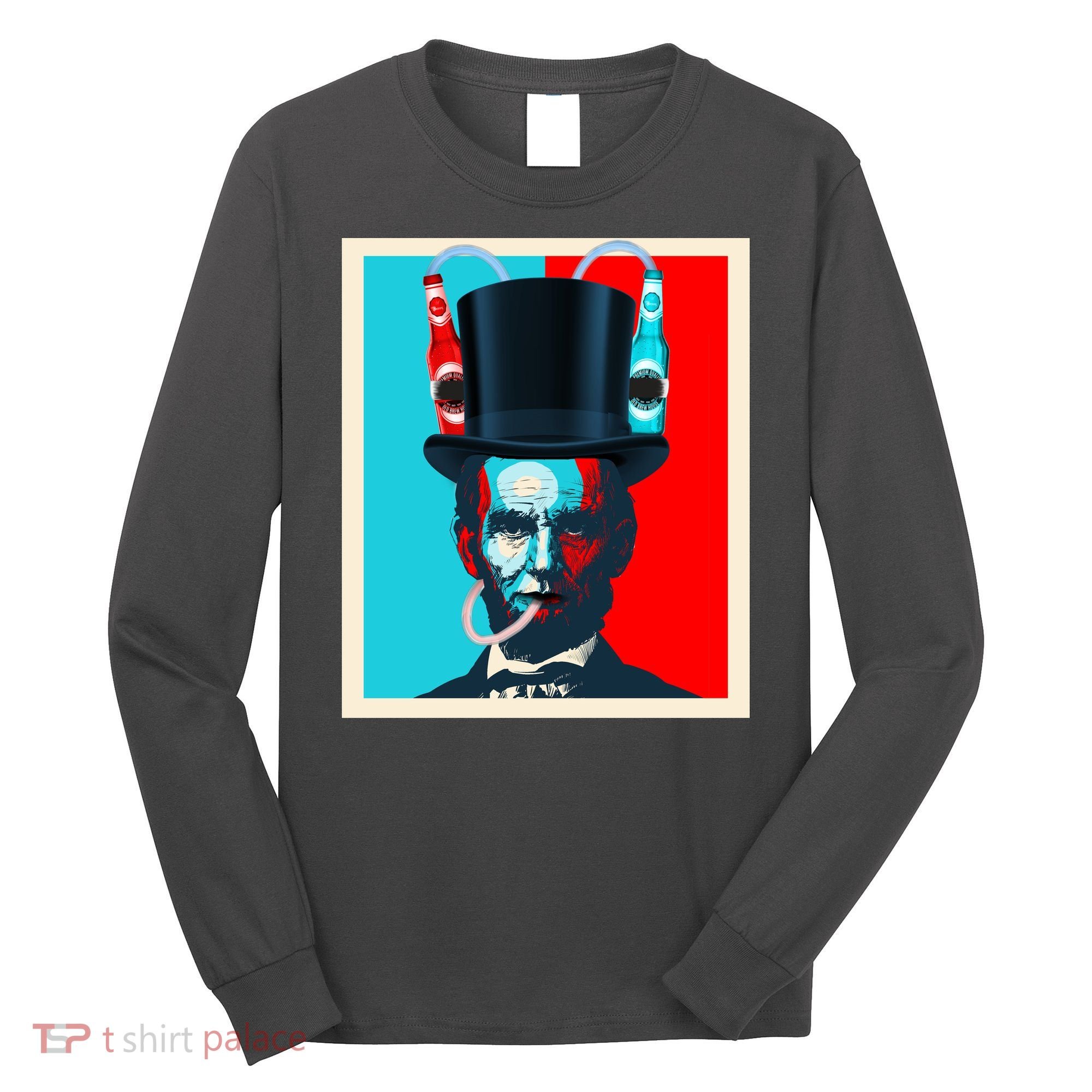 Party With Abe - Abraham Lincoln Drinking Beer Long Sleeve Shirt
