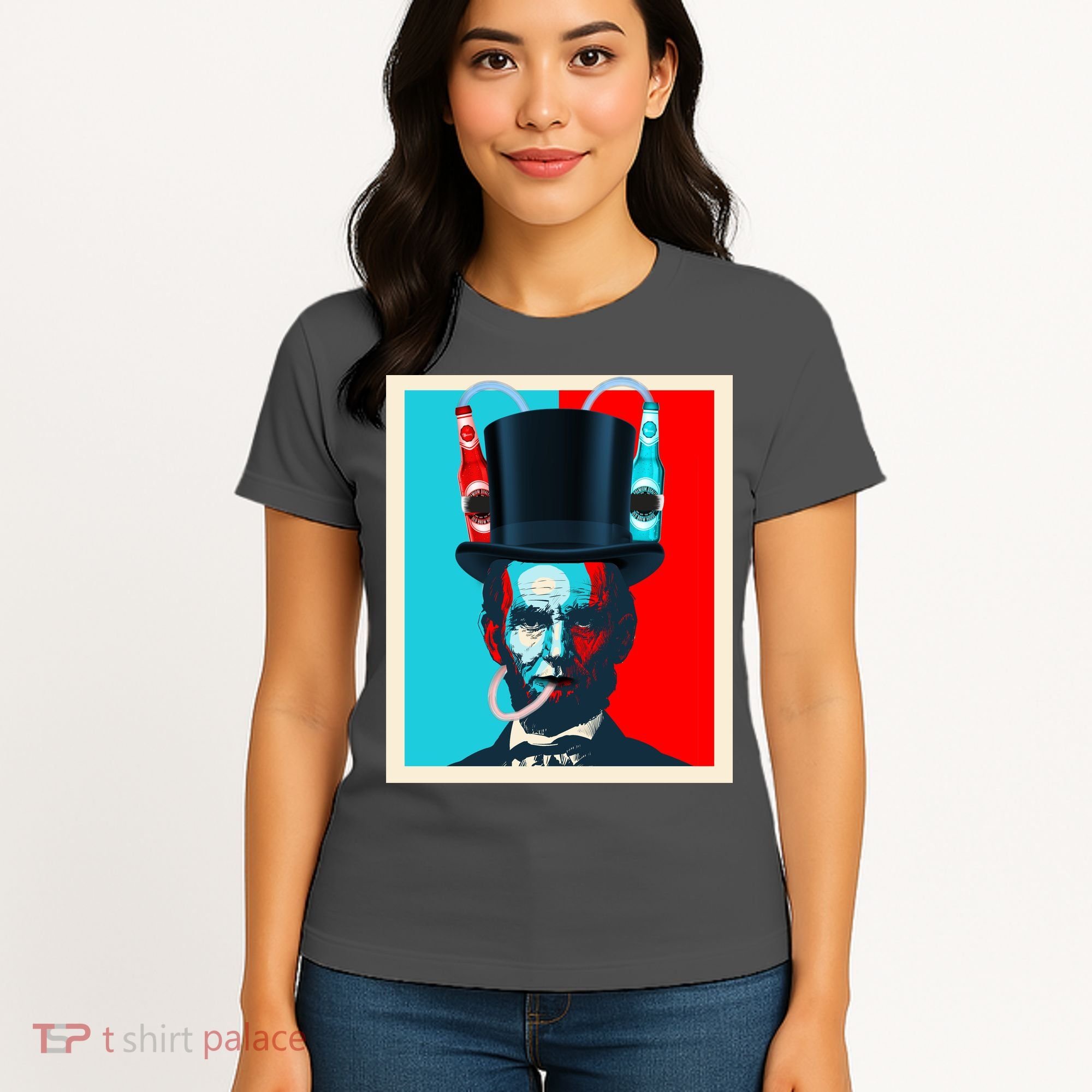 Party With Abe - Abraham Lincoln Drinking Beer Women's T-Shirt