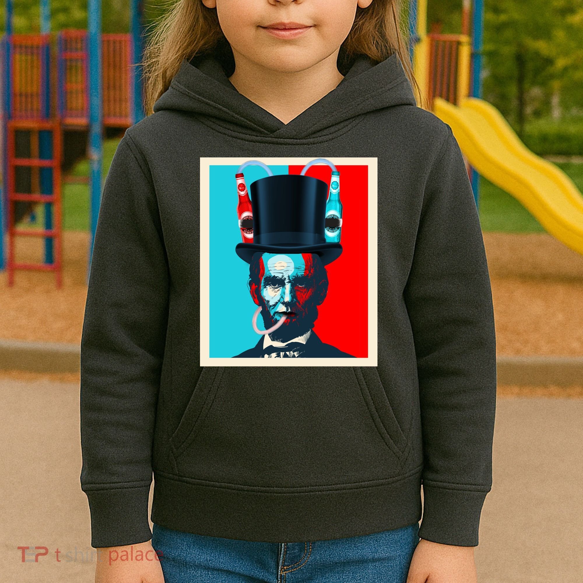 Party With Abe - Abraham Lincoln Drinking Beer Kids Hoodie